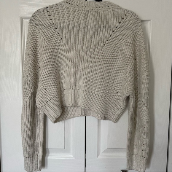 AQUA Knit Cropped Sweater in Cream - Picture 3 of 6